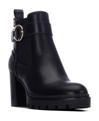Women's Block-Heel Round-Toe Zipper Ankle Booties