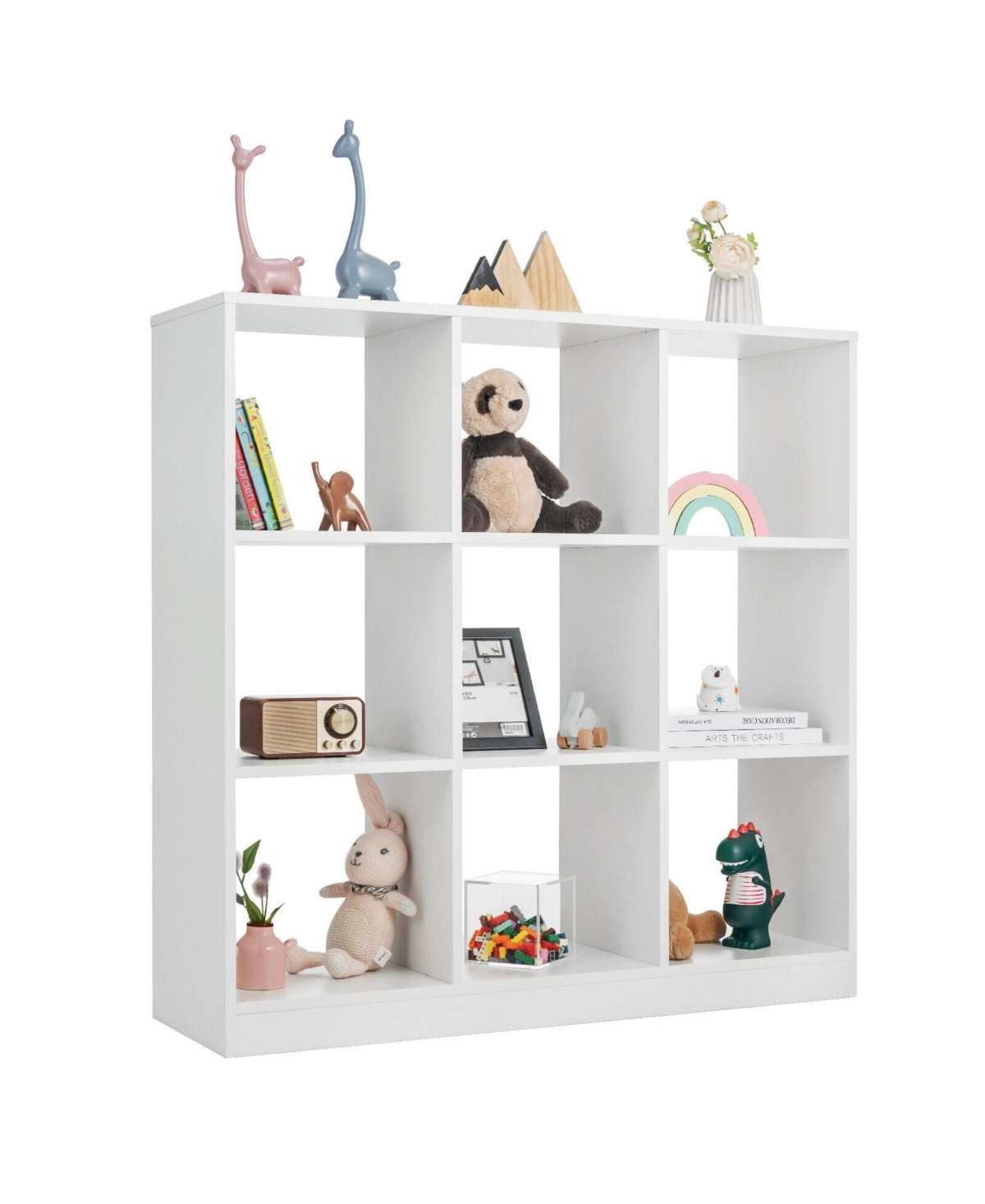sumyeg 43.5 Inch 4-Tier Engineered Wood 9-Cube Open Storage Bookcase