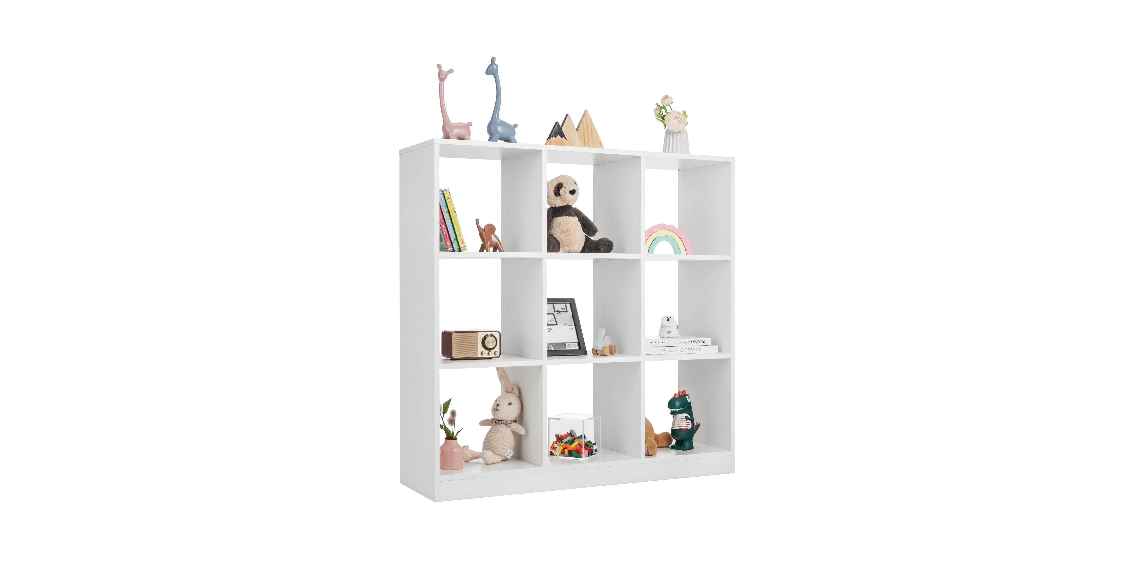 sumyeg 43.5 Inch 4-Tier Engineered Wood 9-Cube Open Storage Bookcase