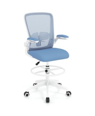 Drafting Chair with Flip-Up Arms and Adjustable Foot Ring