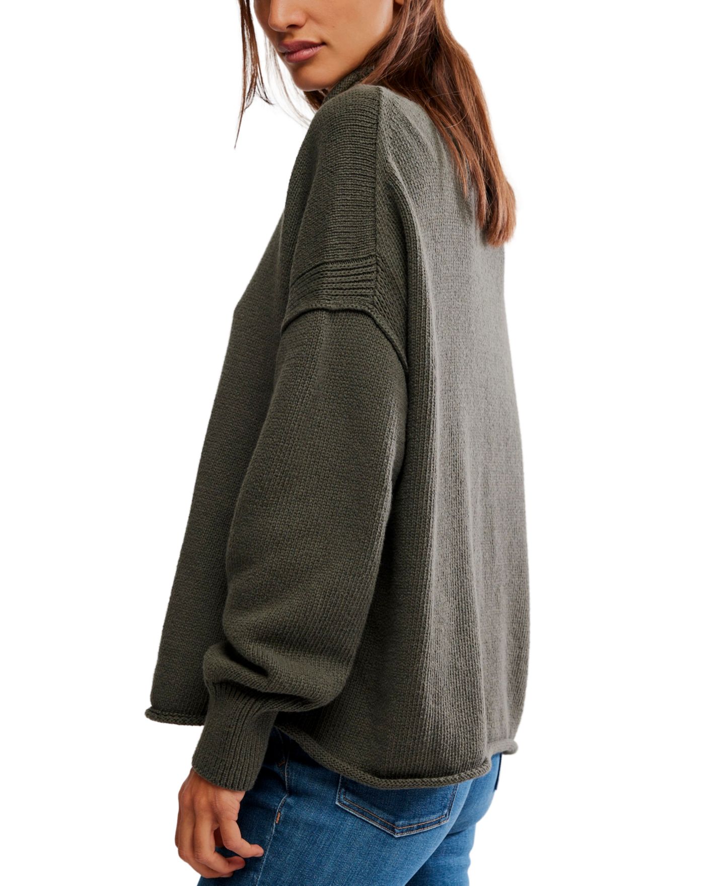 Женский свитер Free People Torres Mock Neck Oversized Long-Sleeve, цвет: Армейский — фото 3