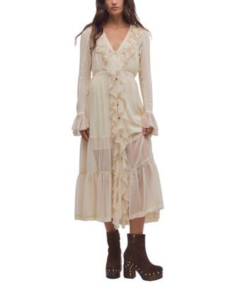 Women's Isla A-Line Long-Sleeve Ruffle Midi Dress