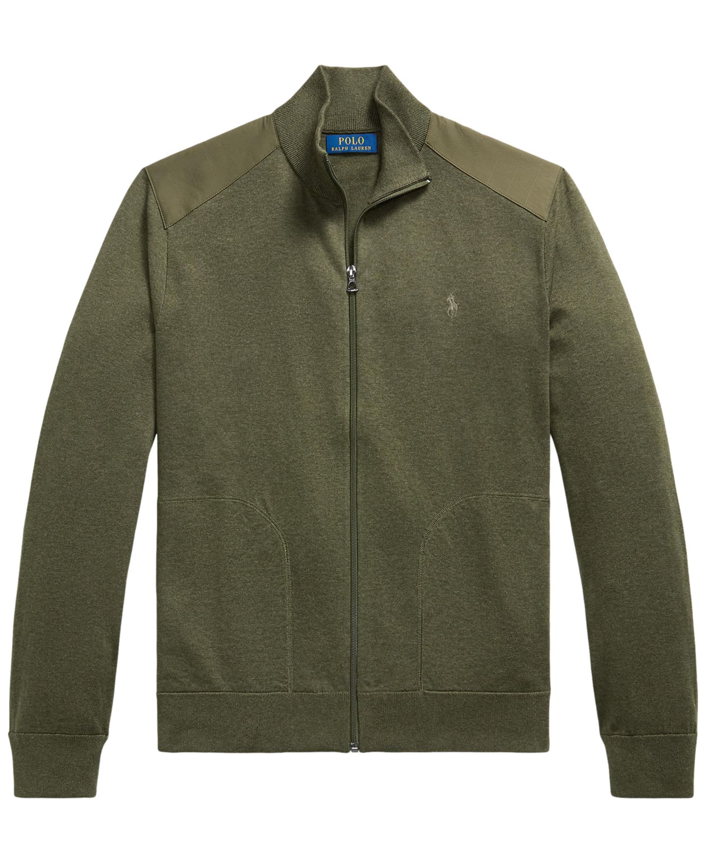 Мужской кардиган Polo Ralph Lauren Hybrid обычного кроя с воротником-стойкой на молнии, цвет: Оливковый комбинированный — фото 5
