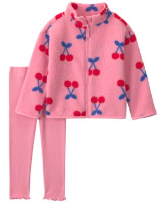 Baby Girls' Cherry Fleece Long-Sleeve Jacket and Pants, 2-Piece Set