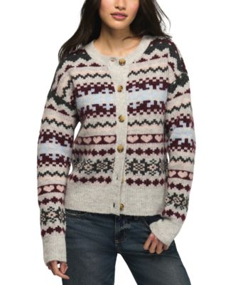 Women's Fair Isle Crew Neck Cardigan Sweater