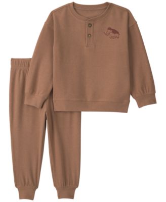 Baby Boys' Long-Sleeve Henley Top and Jogger Pants, 2-Piece Set