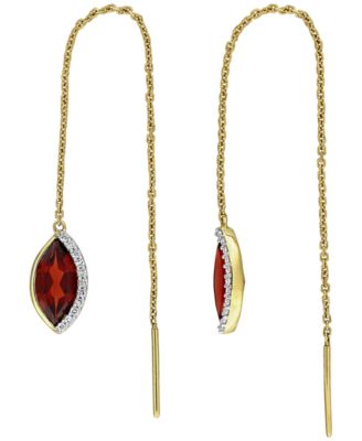 Gemstone and Diamond (1/10 ct. t.w.) Earrings in 14k Yellow Gold (Available in Garnet, Amethyst, and Peridot)