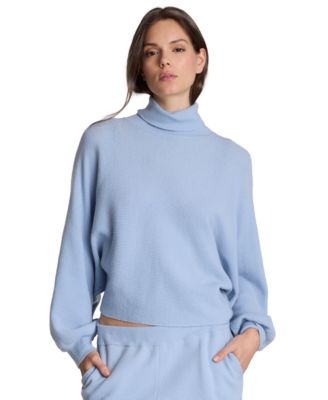 Women's Horizontal Stitch Dolman Cropped Turtleneck Sweater