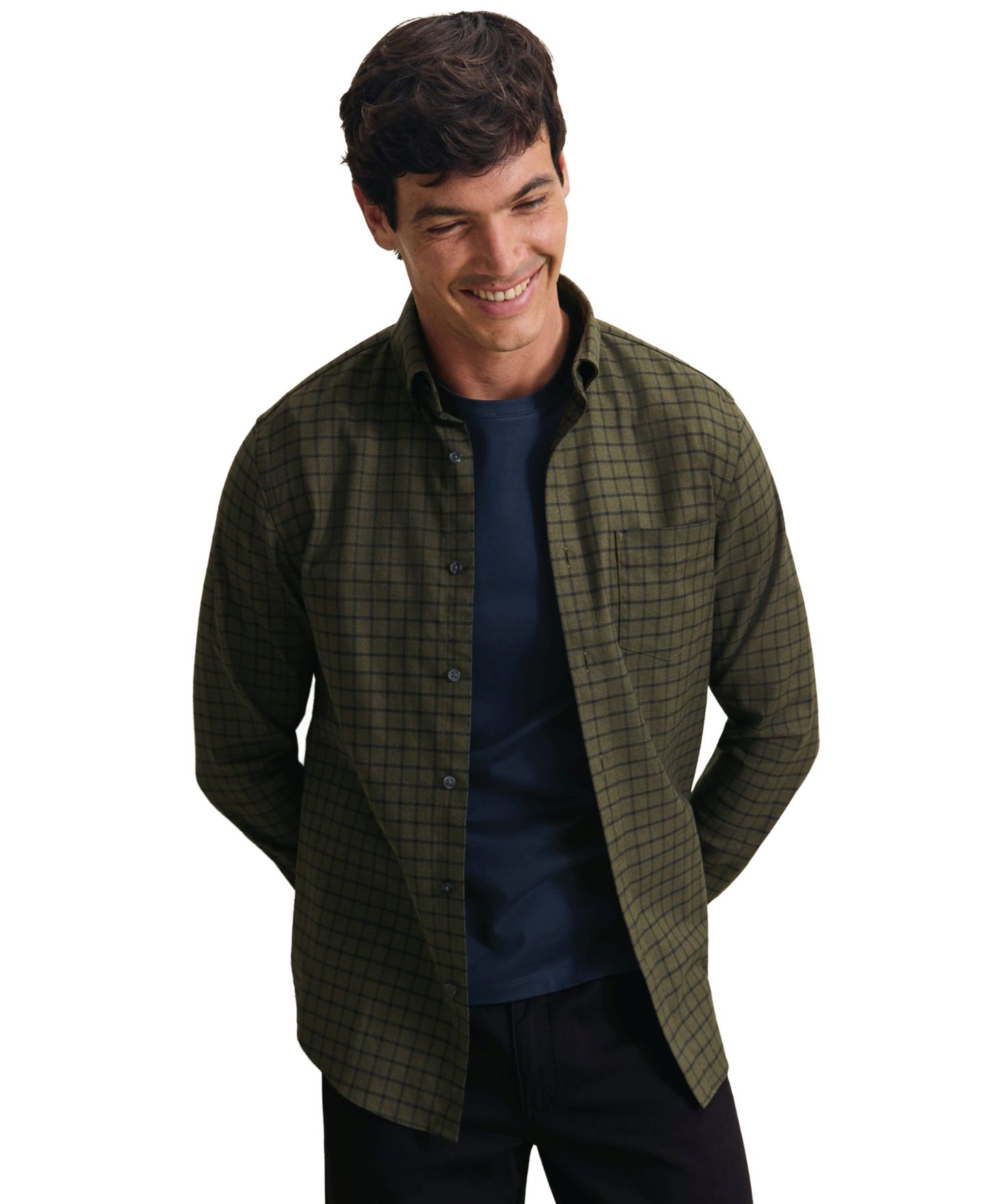 Мужская рубашка Charles Tyrwhitt Slim-Fit Non-Iron Check, цвет: Оливковый — фото 2