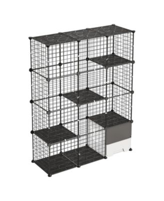 4 Tier Narrow Cat Playpen Cage with Litter Box Area