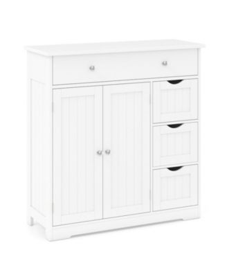 Bathroom Floor Cabinet with 4 Drawers and 2-Door Compartment