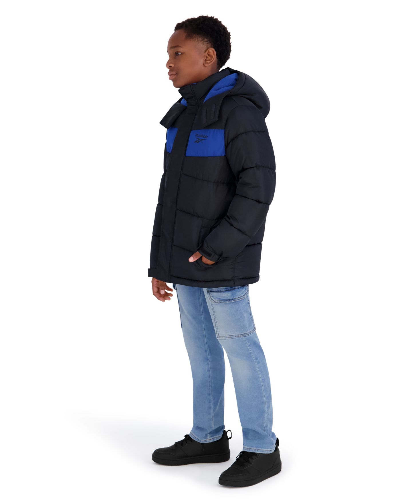 Куртка Reebok Hooded Heavyweight Puffer Jacket для мальчиков, цвет: Чёрный — фото 3