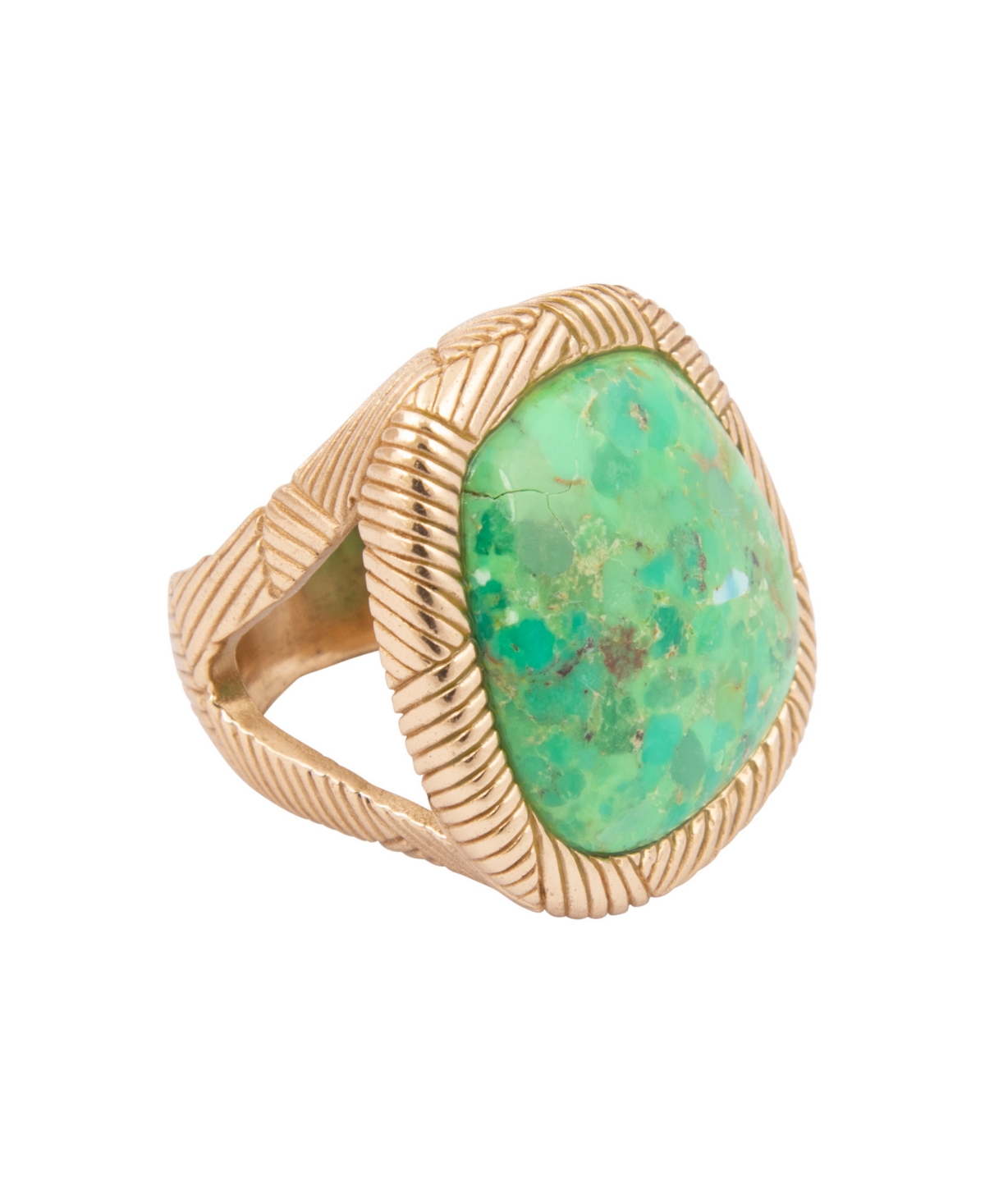 Barse Women's Genuine Lime Green Turquoise Gold-Tone Sculpted Ring - Multi