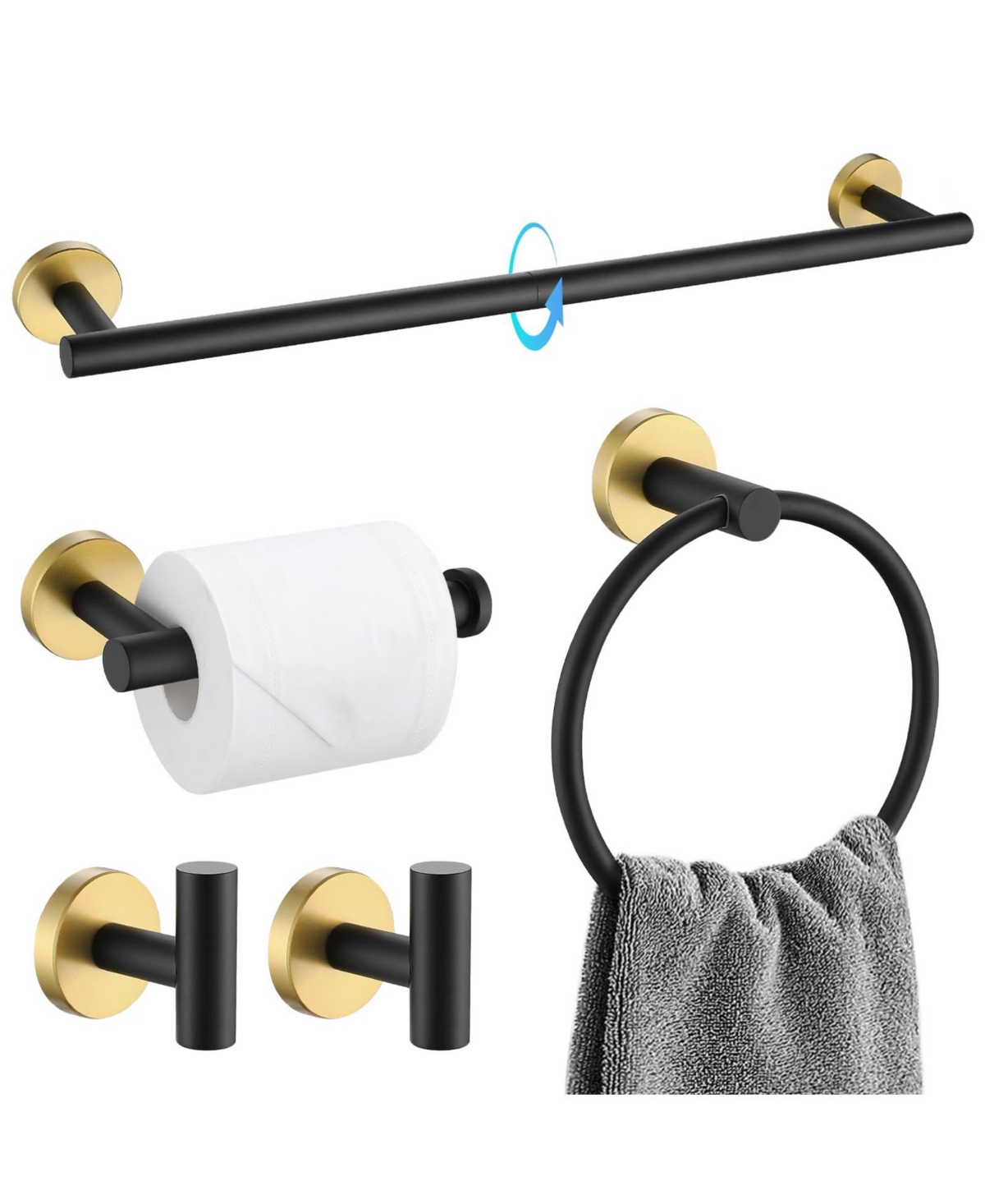 Cyqbd 5 Pieces 23.6" Bathroom Hardware Accessory Set Stainless Steel Wall Mounted