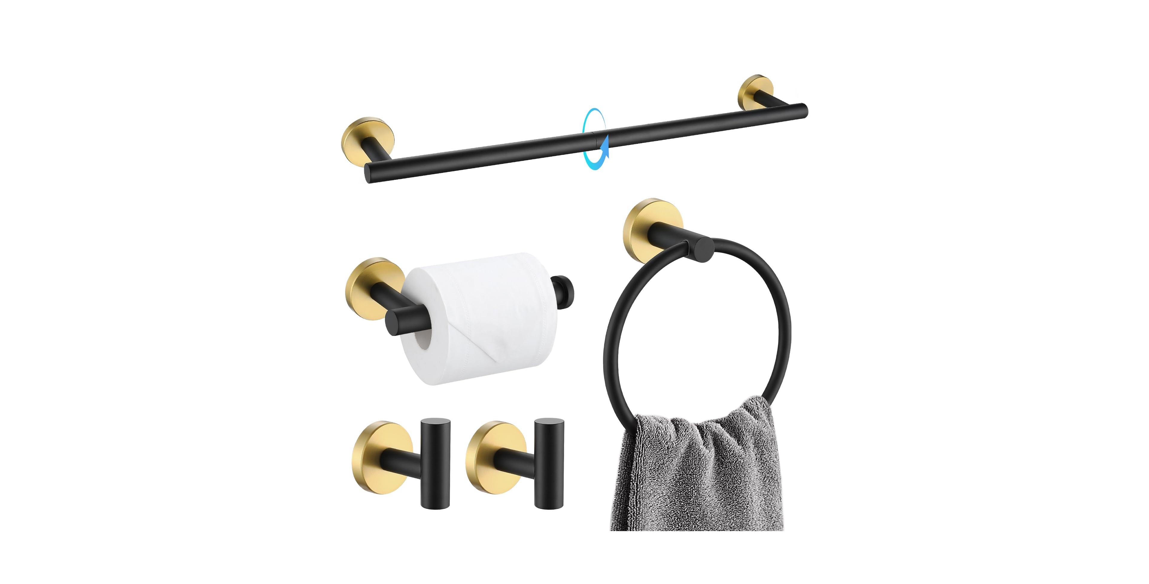 Cyqbd 5 Pieces 23.6" Bathroom Hardware Accessory Set Stainless Steel Wall Mounted