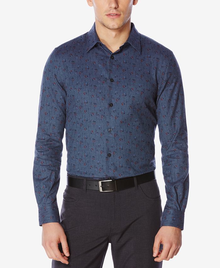 Perry Ellis Men's Long Sleeve Non-Iron Twill Shirt – Medium Spread Collar, Regular Fit - View #9