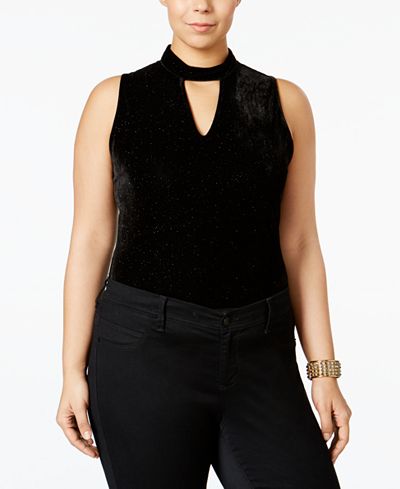 mblm by Tess Holliday Trendy Plus Size Glitter Bodysuit