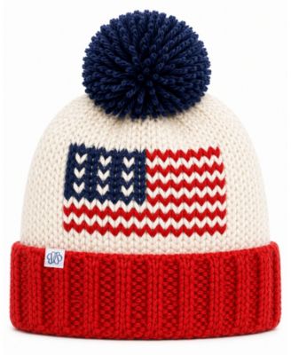 Toddler American Flag Pom Pom Beanie