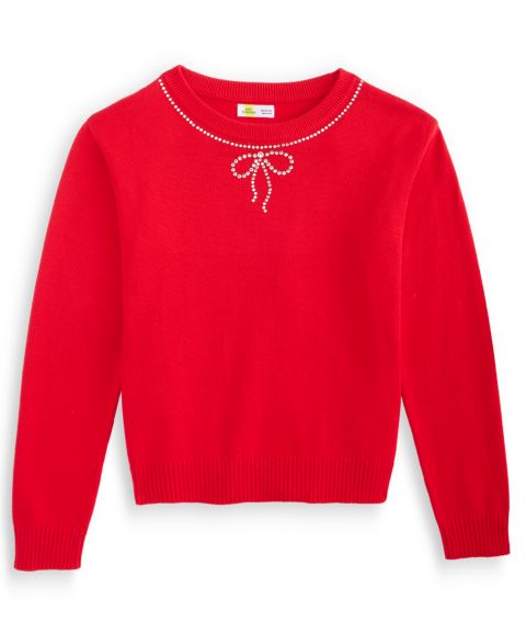 Свитер Epic Threads Stone Necklace Long-Sleeve Crew Neck для девочек, цвет: Вишнёвый