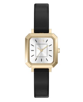 Women's Three-Hand Quartz Black Leather Watch 27mm