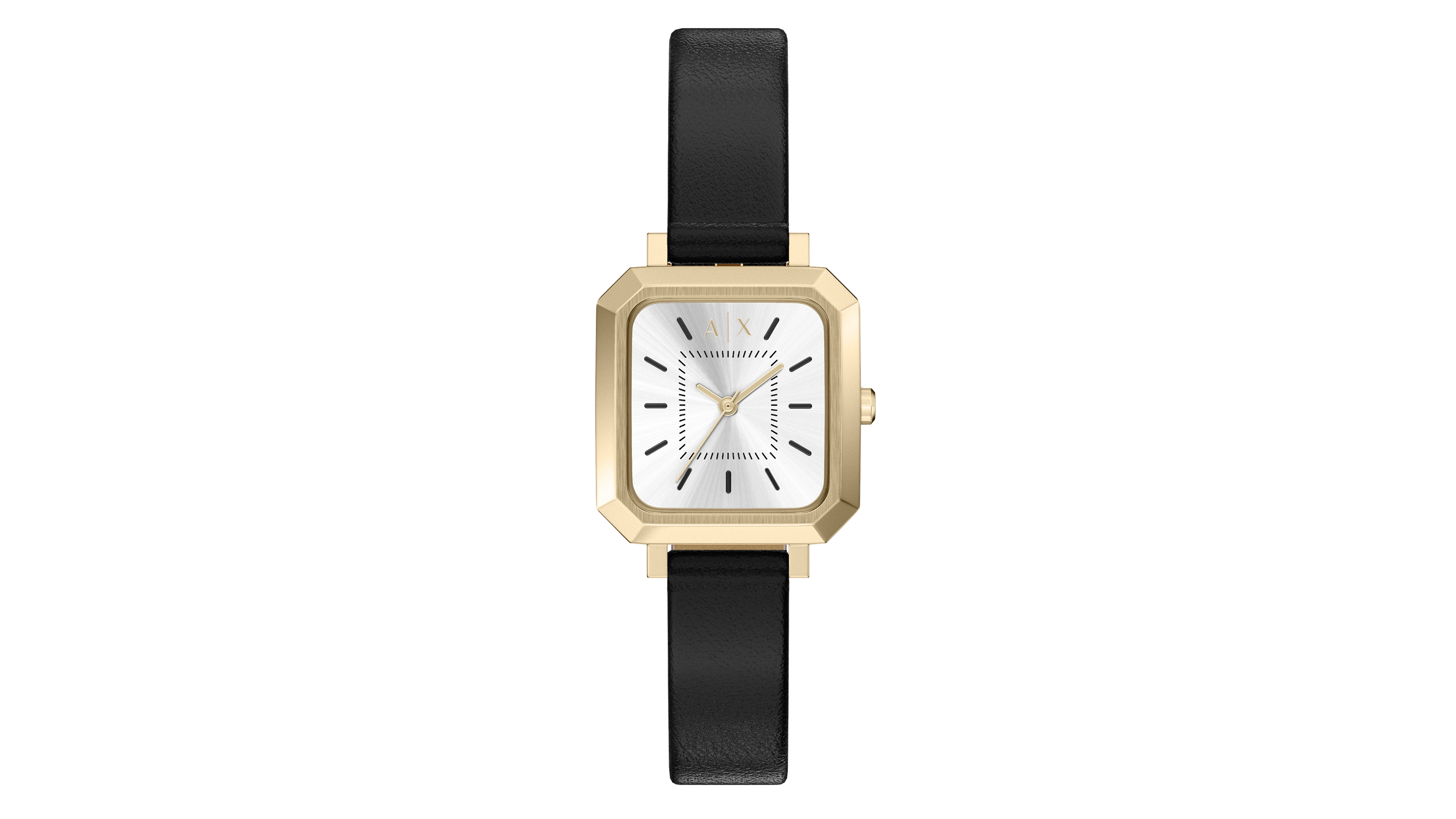 A|X Armani Exchange Women's Three-Hand Quartz Black Leather Watch 27mm