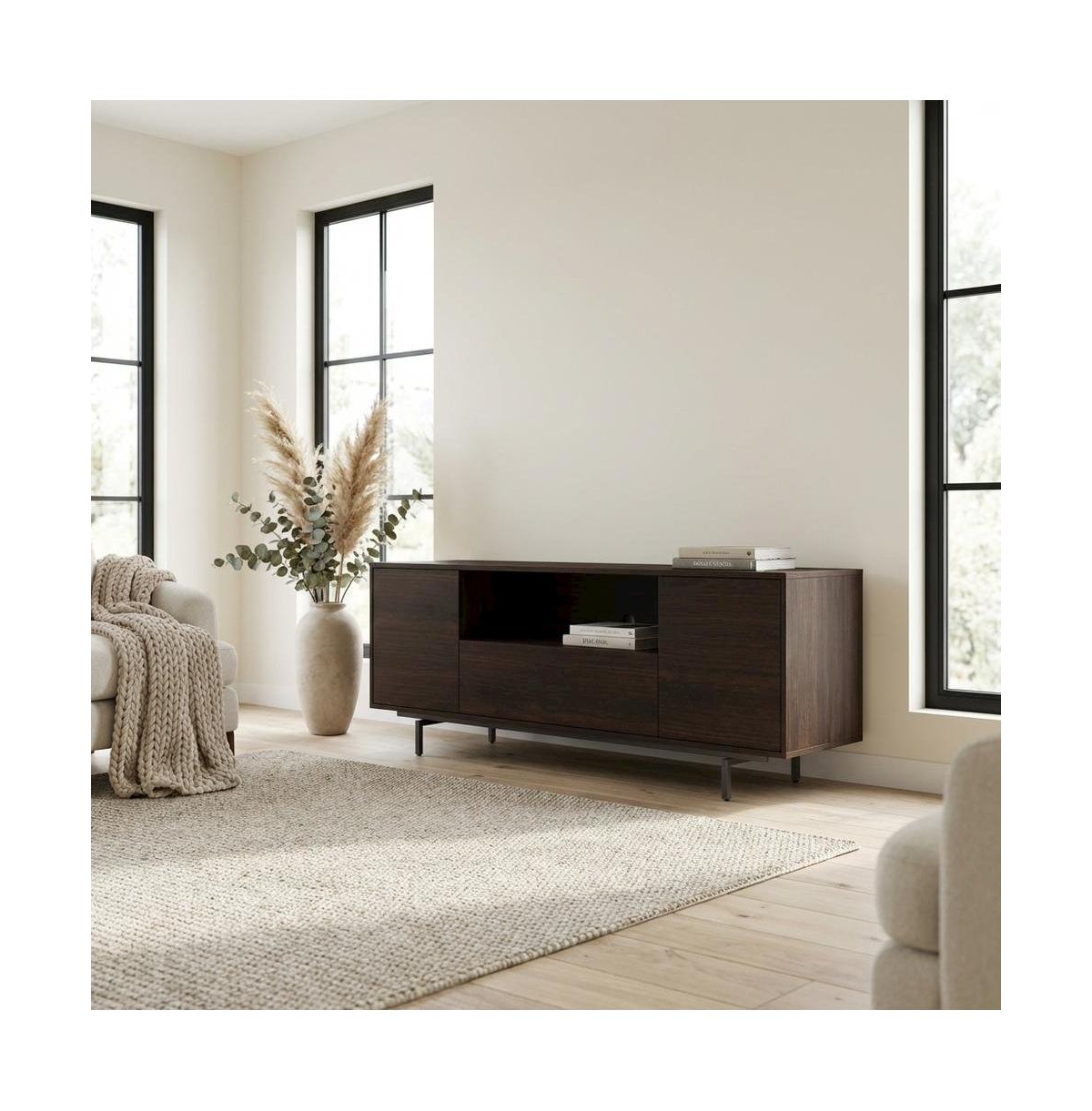 FurniFact Walnut Laminate Tv Console