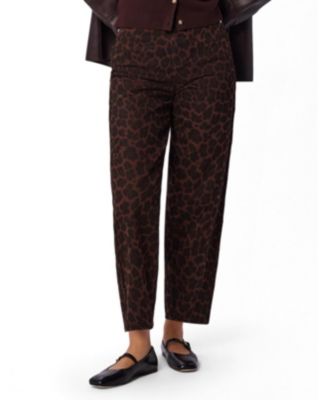 Women's High-Waisted Barrel-Leg Leopard-Print Jeans