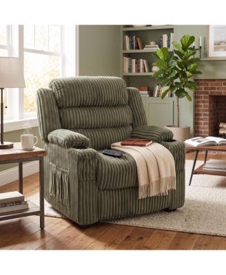 Oversized Power Recliner Chair, 26'' Wide Seat, Dual Memory Controls, USB Charging, Plush Padding, Cup Holders, Side Pockets, Nursery