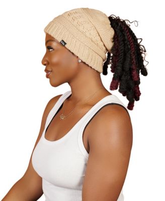 Ponytail Satin-Lined Adjustable Beanie