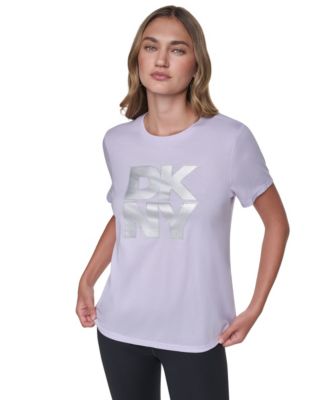 Women's Stacked Foil Glitter Logo Short-Sleeve Relaxed Fit T-Shirt