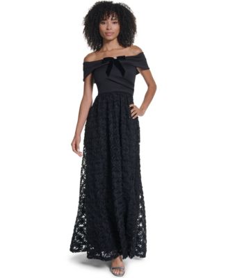 Women's Off-the-Shoulder Lace A-Line Gown
