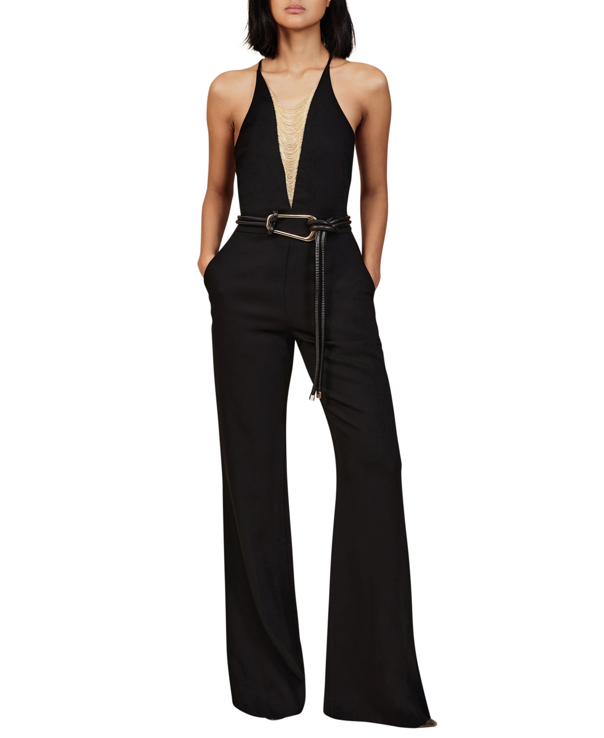 Reiss Women's Kamila Wide-Leg Sleeveless Chain-Detail Jumpsuit