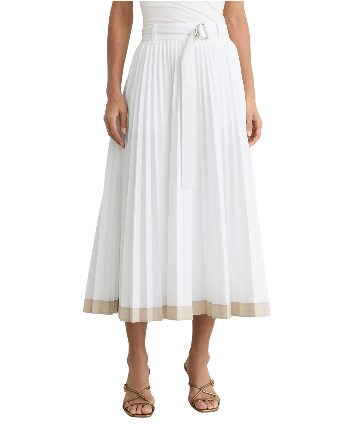 Reiss Women's Pleated High-Waisted A-Line Midi Skirt - Ivory