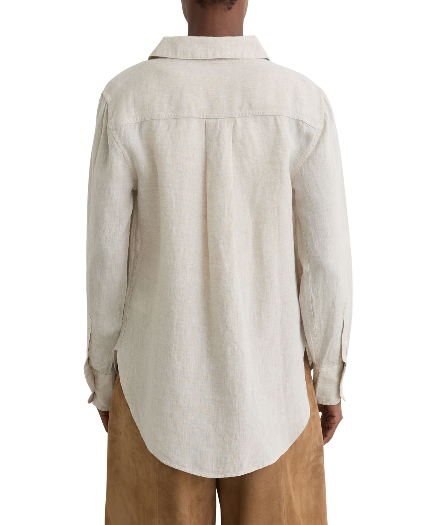 Женская рубашка REISS Belle Linen Long Sleeve, цвет: Бежевый — фото 3