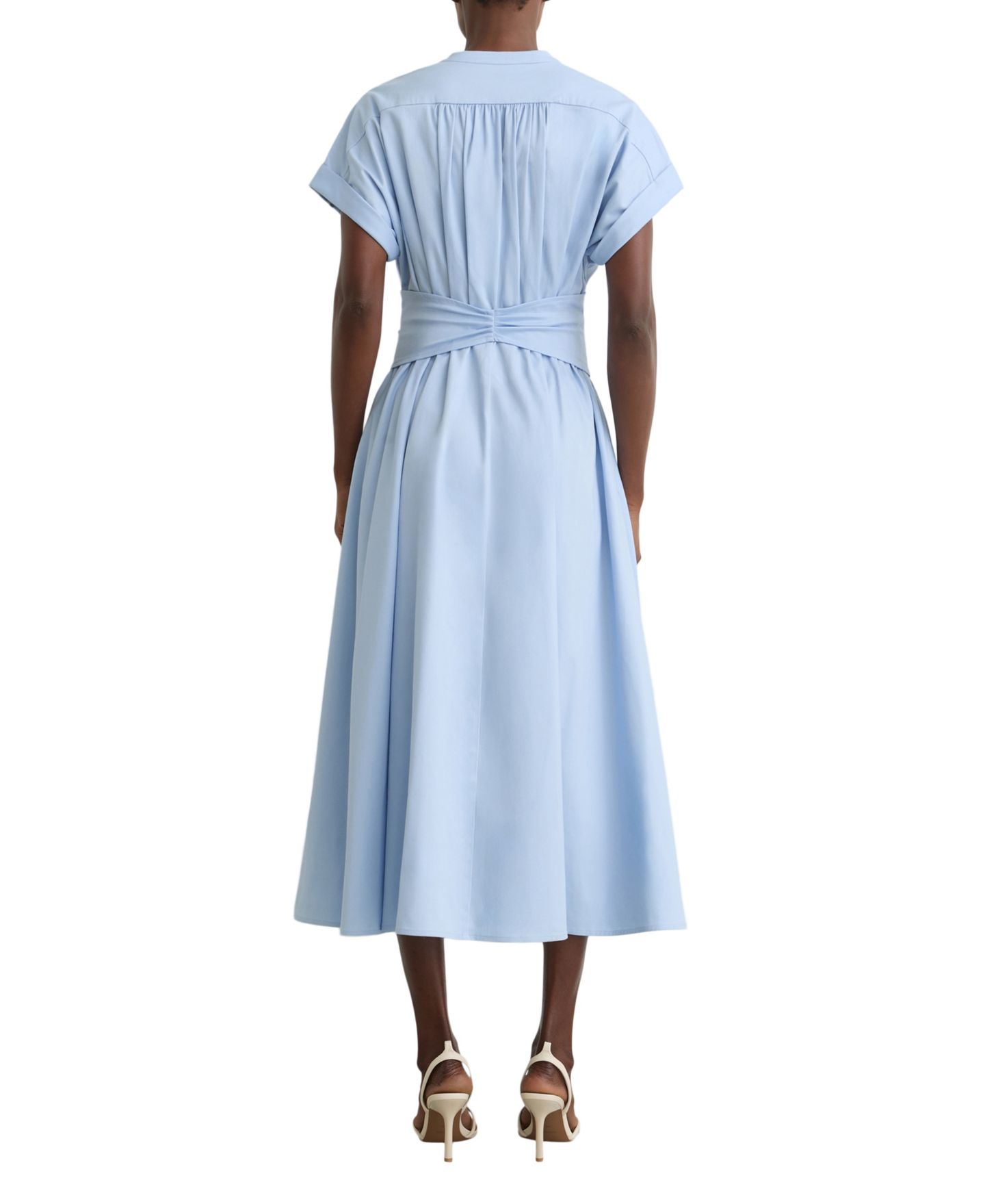 Женское платье REISS Sally Short-Sleeve Cotton-Blend Midi Shirt Dress, цвет: Синий — фото 3