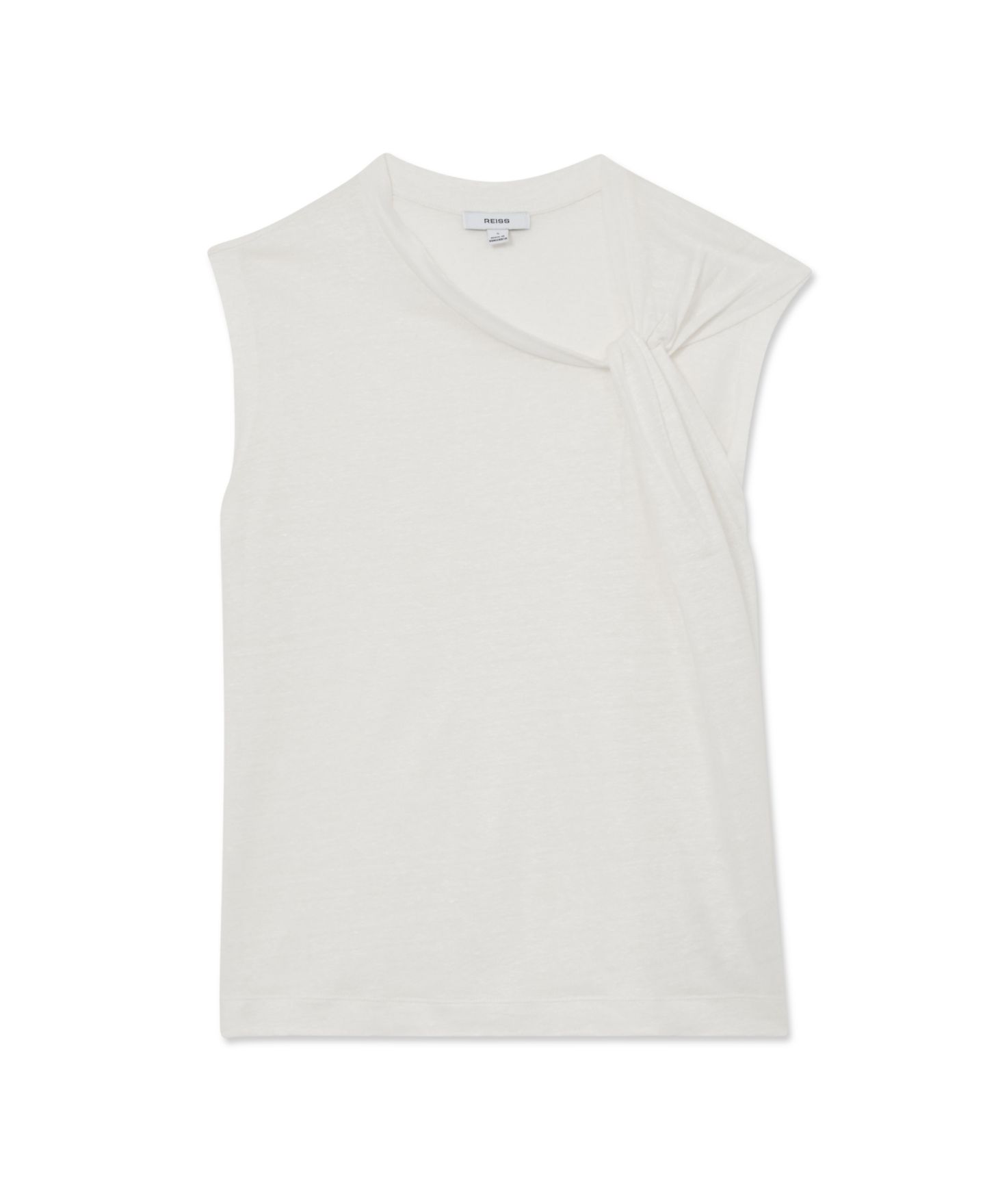 Женский топ REISS Taylor Sleeveless Linen Asymmetric-Neck, цвет: Белый — фото 4