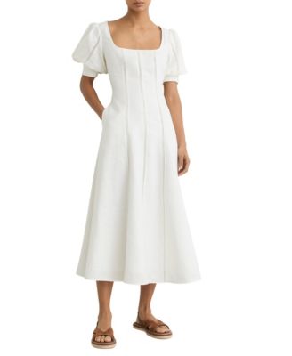 Women's Riva A-Line Puff-Sleeve Square-Neck Midi Dress