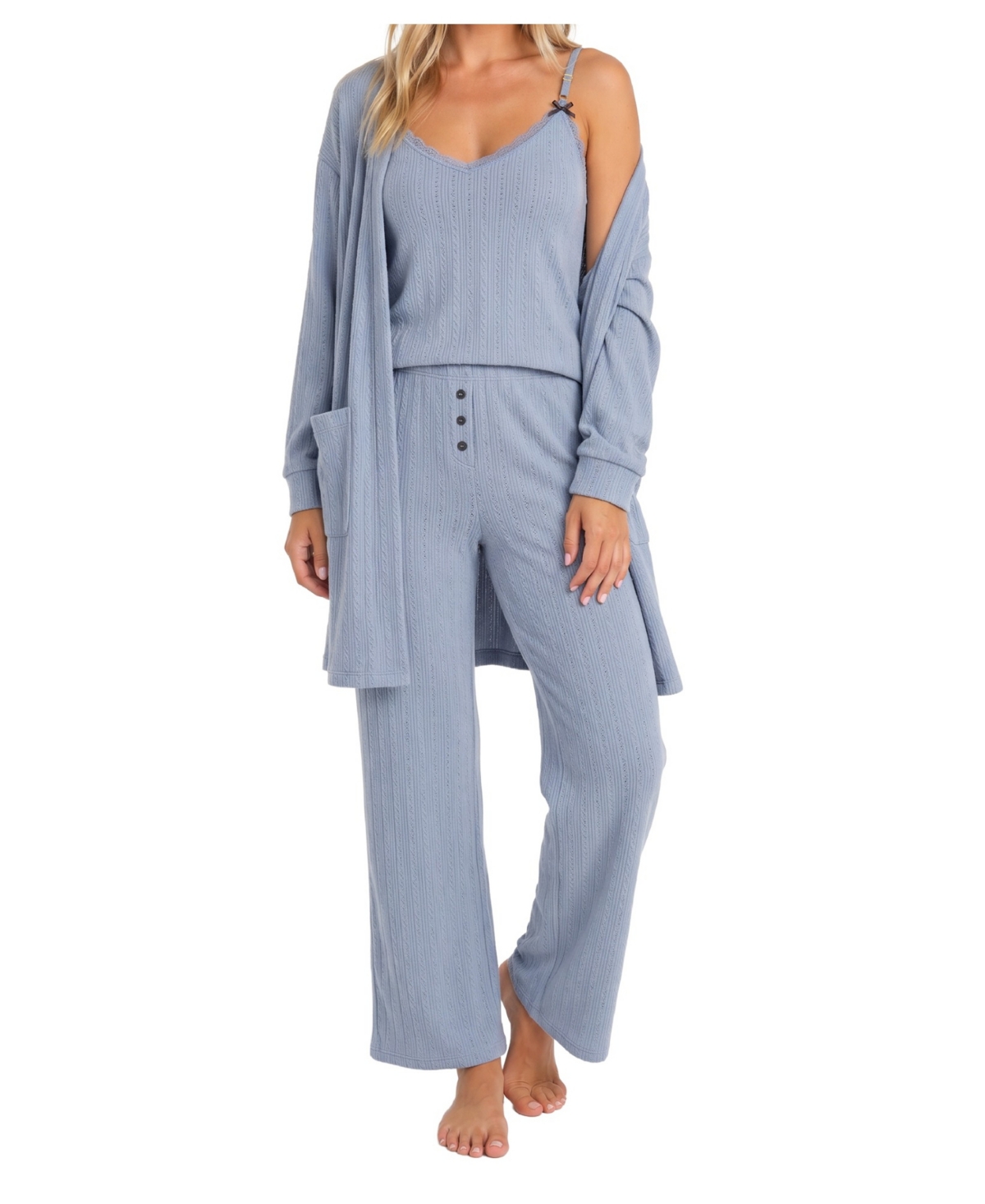 Sincerely Jules Women's Brushed Pointelle Tank, Duster, and Pants