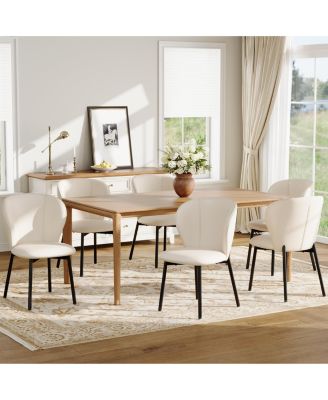 Dining Chairs Set of 6, Upholstered Faux Leather Kitchen Chairs, Dining Room Chairs With Metal Frame and Adjustable Feet For Dining Room, Home