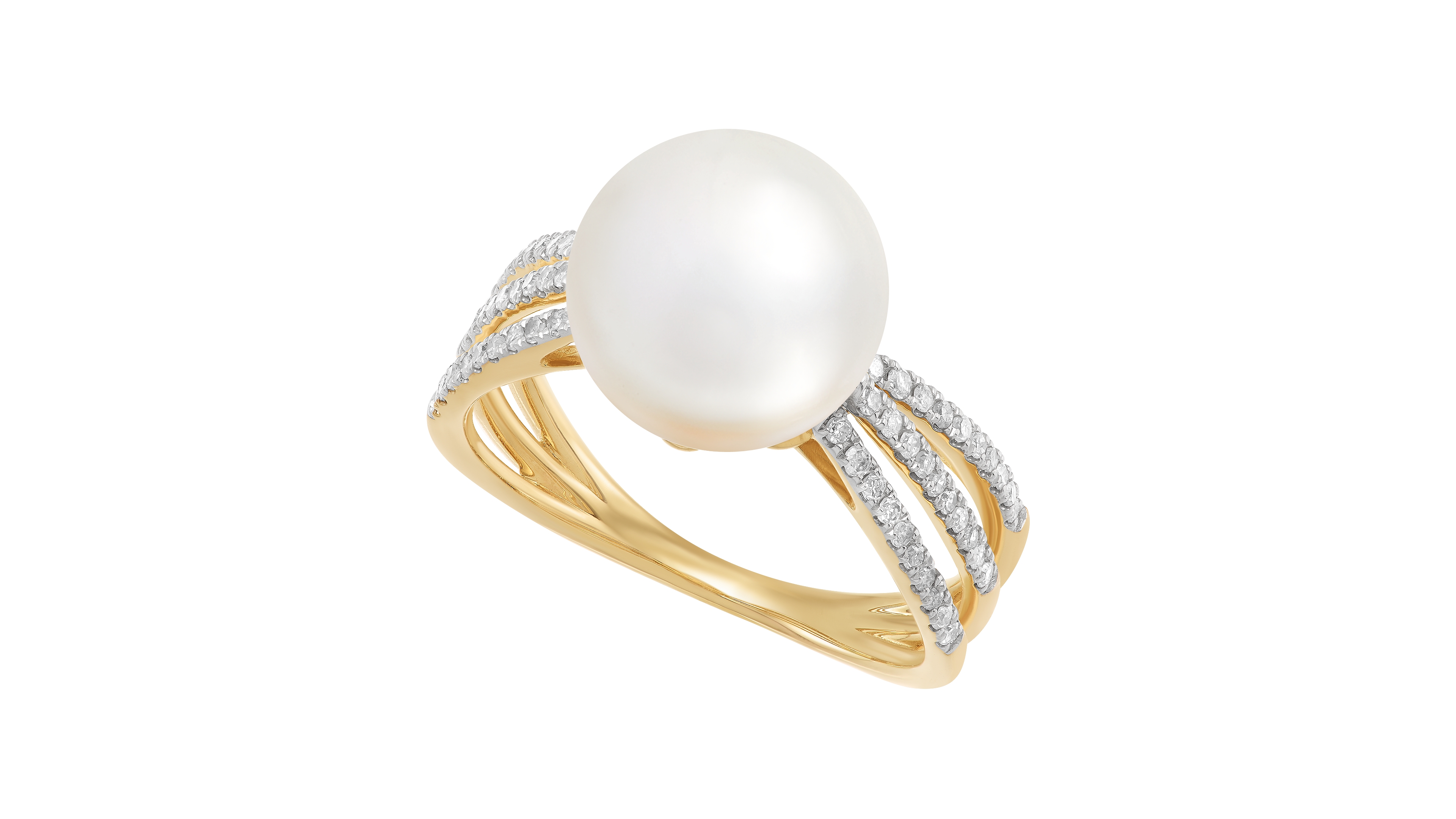 Honora Cultured Pearl 10-11mm and Diamond Cocktail Ring (1/4 ct. t.w.) in 10K Yellow Gold