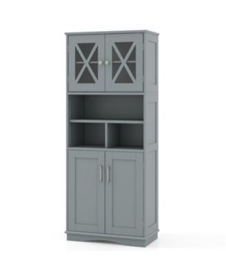 57 in Tall Bathroom Cabinet with Acrylic Doors and 3 Open Cubes