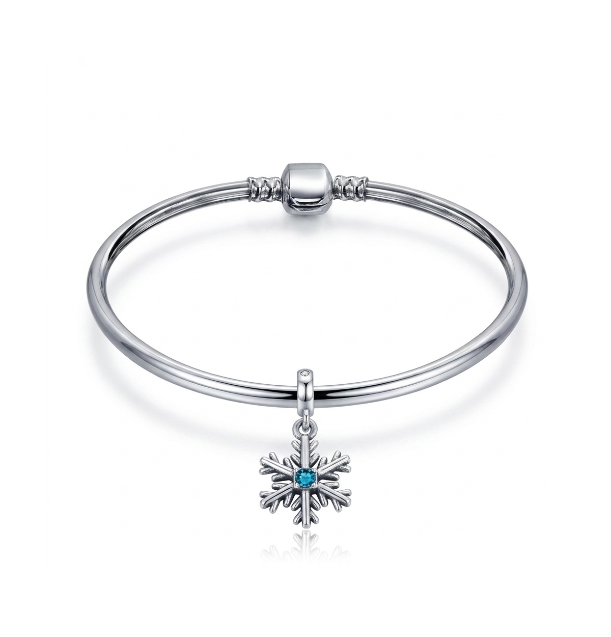 Bling Jewelry Sterling Silver Crystal Snowflake Dangle Charm Bracelet