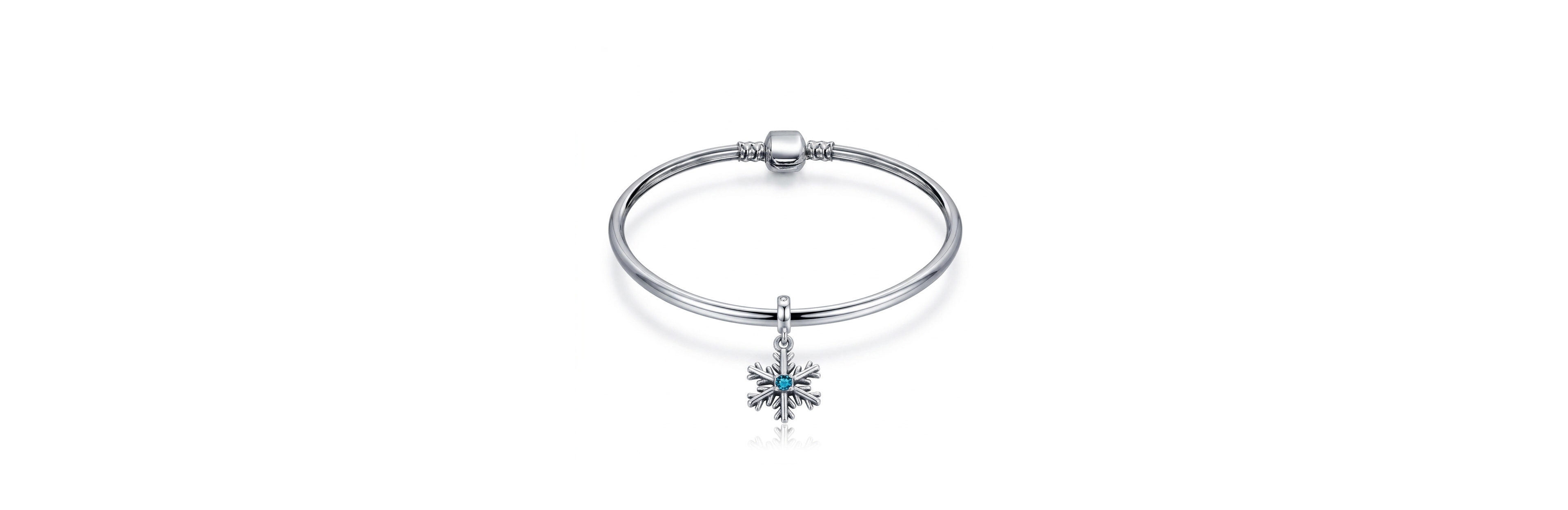 Bling Jewelry Sterling Silver Crystal Snowflake Dangle Charm Bracelet