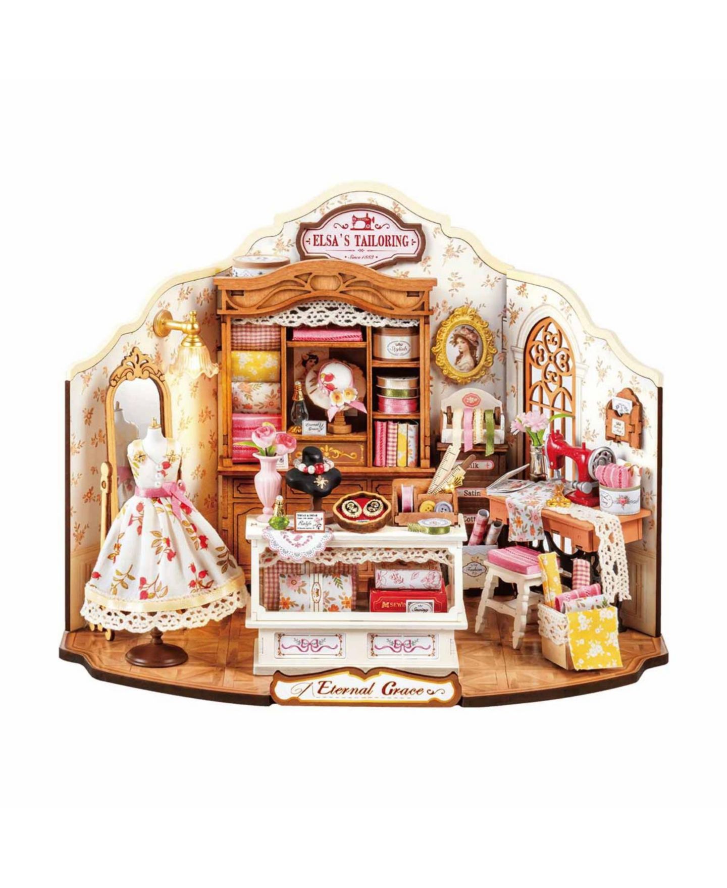 Детские куклы Robotime Elsa's Tailoring Wooden DIY Miniature House Kit with Detailed Interior, Ages 14+ — фото 1