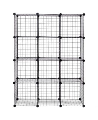 56 Inch 12-Cube Iron Modular Wire Grid Storage Organizer