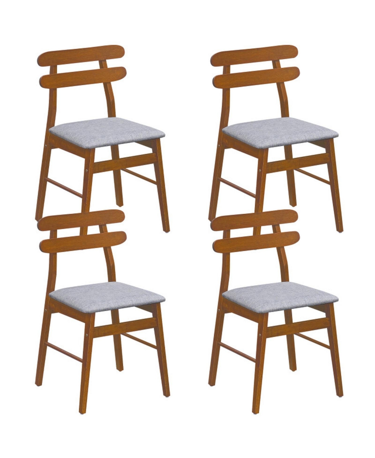 Gouun Set of 4 Padded Linen Dining Chairs with Curved Backs