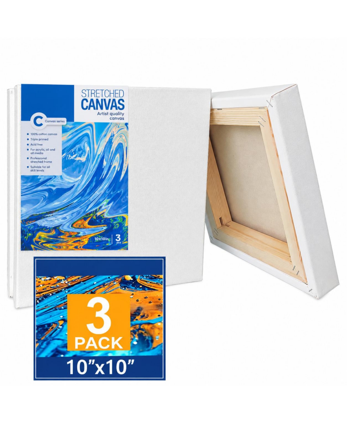 Lowking 18x24 Inch 5 Pack Blank Stretched Cotton Canvas Triple Primed for Acrylic Oil Pouring Art