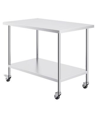 30 x 48 Inch Stainless Steel Kitchen Work Table with 4 Wheels