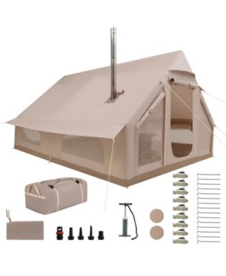 Inflatable Easy Setup 4 Season Waterproof Oxford Camping Tent with Stove Jack for 6-10 Person