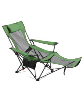 4-Position Reclining Mesh Camping Chair with Headrest and Footrest Supports 220 lbs for Patio